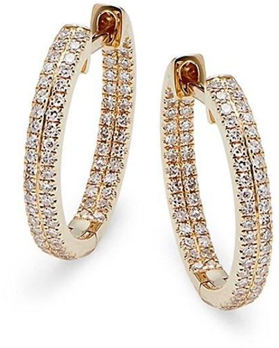 Saks Fifth Avenue 14k Yellow Gold & 0.30 Tcw Diamond Hoop Earrings - White