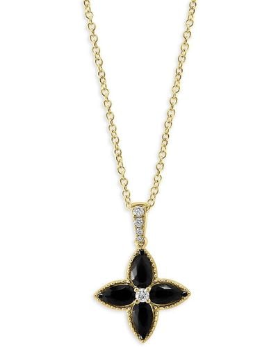 Effy 14K, Diamond & Clover Pendant Necklace - Metallic