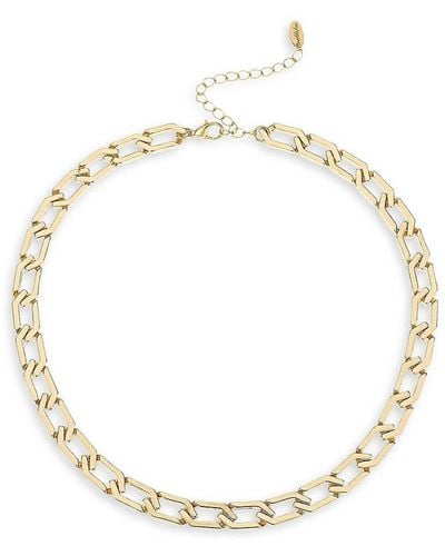 Ettika Goldtone Geometric Chain Link Necklace/15'' - Metallic
