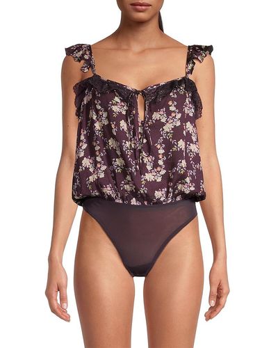 Free People Take It Away Thong Bodysuit - Purple