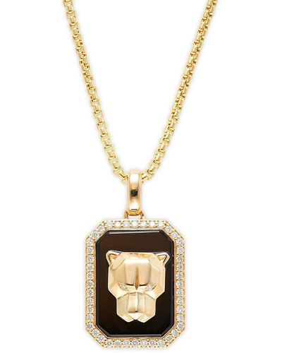 Effy 14k Yellow Gold, Onyx & Diamond Pendant Necklace - Metallic