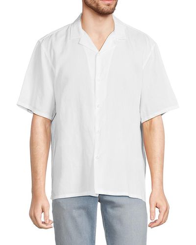 Club Monaco Lyocell Camp Collar Shirt - White