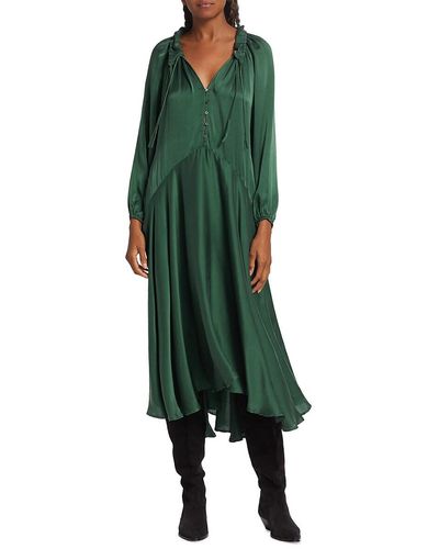 Xirena Eva Silk Charmeuse Asymmetric Midi-dress - Green