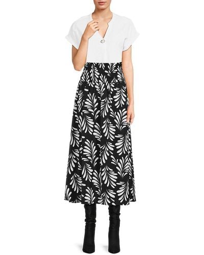 Ellen Tracy Shirred Flare Maxi Skirt - White