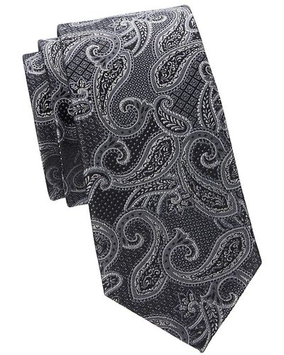 Saks Fifth Avenue Paisley Embroidery Silk Tie - Black