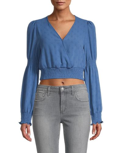 BCBGeneration Cropped Puff-sleeve Blouse - Blue