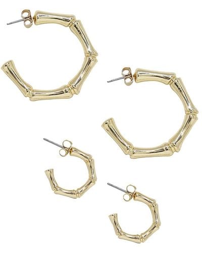 Ettika 2-piece 18k Goldplated Half Huggie Earrings - Metallic