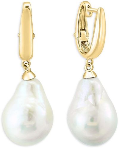 Effy ENY 14K Goldplated Sterling & Freshwater Pearl Drop Earrings - White