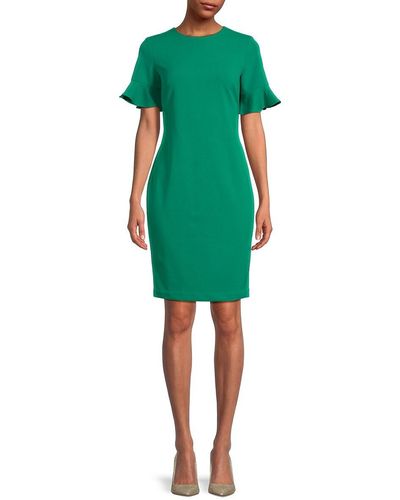 Calvin Klein Bell Sleeve Sheath Mini Dress - Green