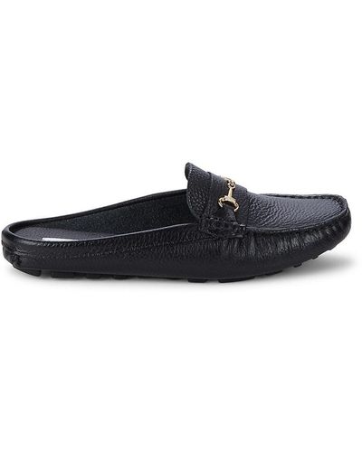 Saks Fifth Avenue Saks Fifth Avenue Slip-On Leather Loafer Mules - Black