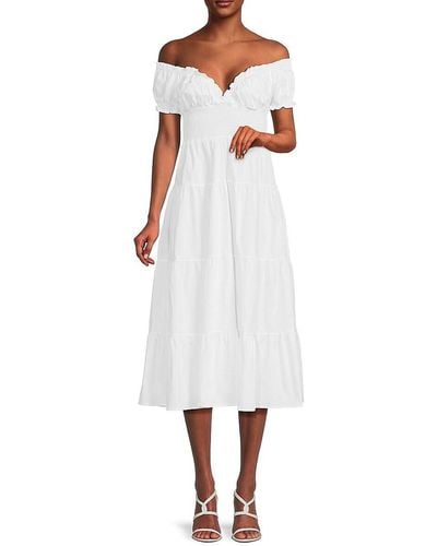 WeWoreWhat Smocked Midi Tiered Dress - White