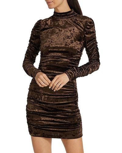 Ronny Kobo Fira Ruched Velvet Mini Dress - Black
