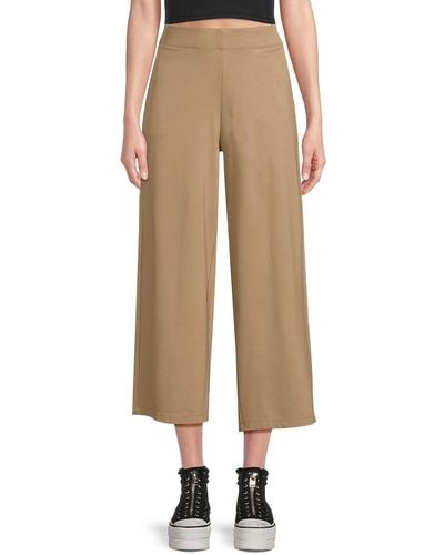 Max Studio Ponte Wide Leg Cropped Trousers - Natural