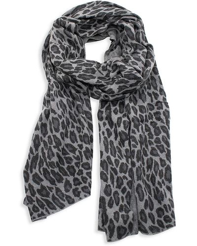 Portolano Animalier Wrap Leopard-print Wool-blend Scarf - Gray