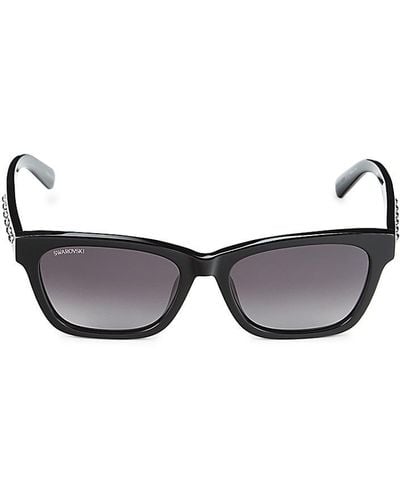 Swarovski 53mm Rectangle Sunglasses - Black