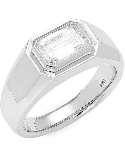 Effy 14k White Gold & 2.01 Tcw Lab Grown Diamond Signet Ring