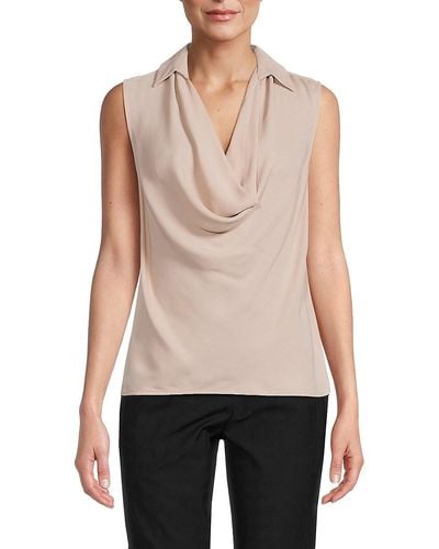 Reiss Ameliee Collared Cowl Neck Top - White