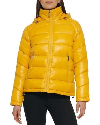 Guess Hooded Puffer Jacket - Yellow