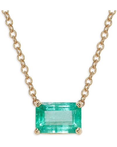 Zoe Chicco 14k Yellow Gold & Emerald Necklace - Blue
