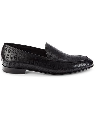 John Galliano Textured Leather Loafers - Black