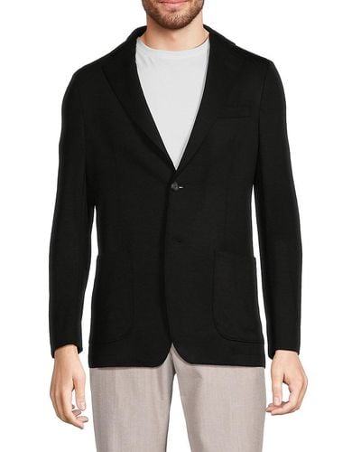Samuelsohn Contemporary Fit Solid Wool Sportcoat - Black