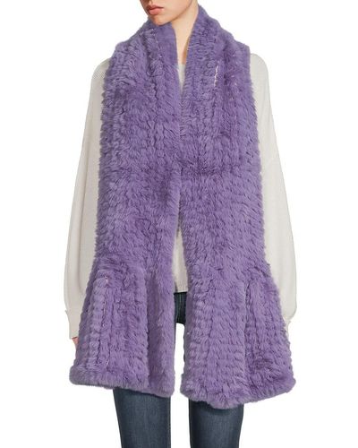 Saks Fifth Avenue Faux Fur Knit Scarf - Purple