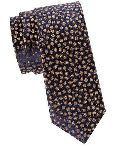 Ben Sherman Floral Embroidery Silk Tie - Black