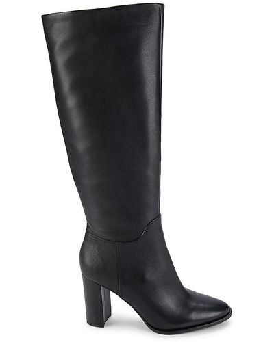 Kenneth Cole Lowell Almond Toe Knee High Boots - Black