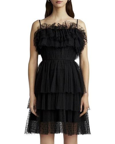 Zac Posen Ruffle Layered Mini A-Line Dress - Black