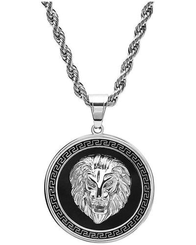 Anthony Jacobs 18k Goldplated & Simulated Diamond Lion Greek Key Mount Pendant Necklace - Metallic