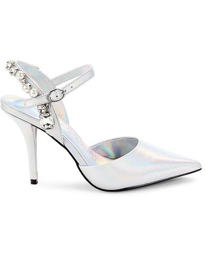 Public Desire Azure heeled sandals in iridescent silver | ASOS