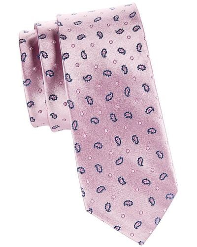Ben Sherman Paisley Patterned Silk Tie - Pink