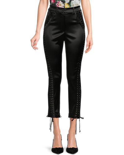 Dolce & Gabbana Silk Blend Lace Up Trousers - Black