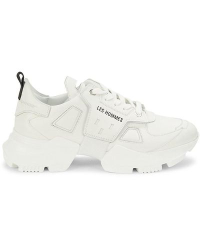 Les Hommes Chunky Leather Sneakers - White
