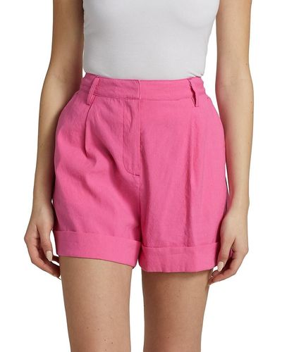 Rag & Bone Ivy Pleated Linen Shorts - Pink