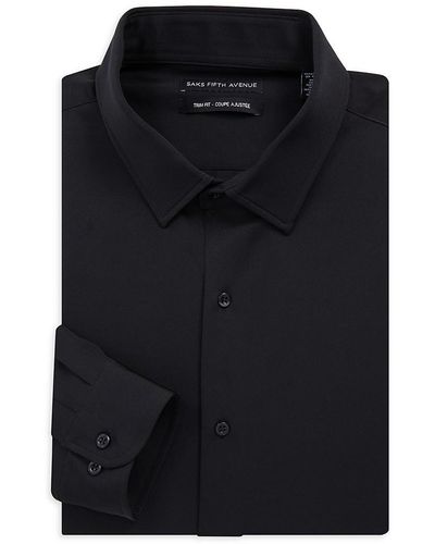 Saks Fifth Avenue Trim Fit Dress Shirt - Black
