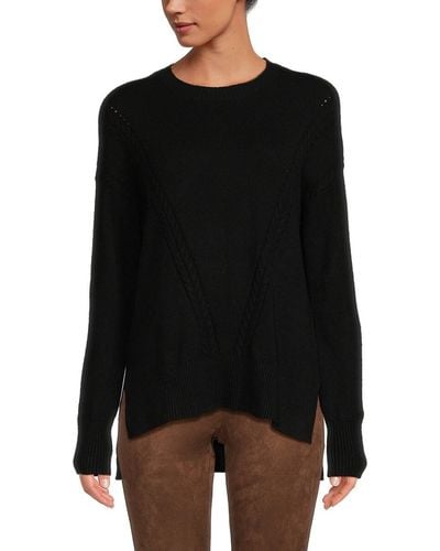 Laundry by Shelli Segal Open Knit Trim Knit Jumper - Black