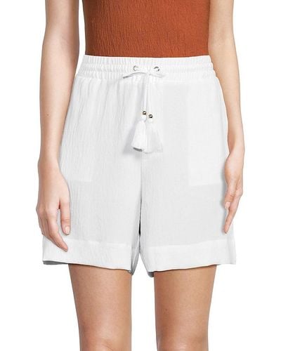 H Halston Crinkle Drawstring Shorts - White
