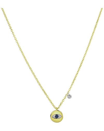 Meira T 14k Yellow Gold, Diamond & Blue Sapphire Evil Eye Necklace - Metallic