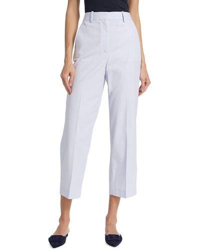 Theory Flat Front Cropped Straight Trousers - Blue