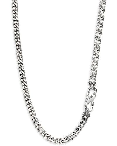 John Hardy Sterling Silver Carabine Dual Strand 26'' Chain Necklace - Metallic