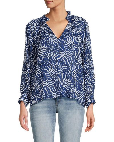 Joie Stow Printed Cotton Blouse - White