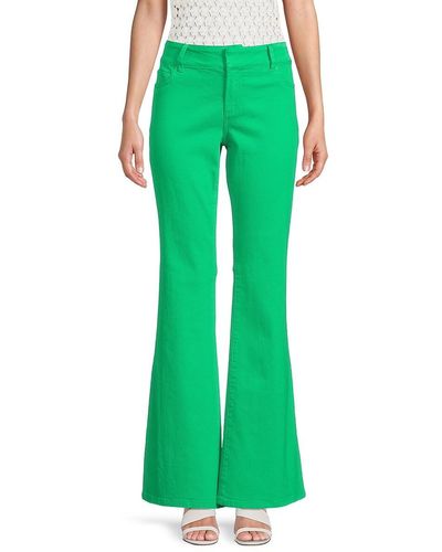 Alice + Olivia Alice + Olivia Stacey Low Rise Bell Flare Jeans - Green