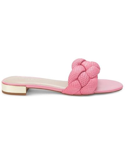 BCBGeneration Deelo Snakeskin Embossed Leather Flat Sandals - Pink