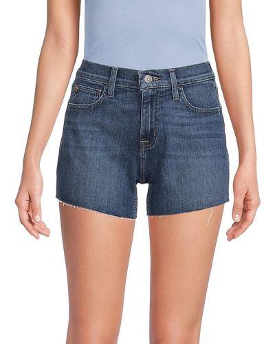 Hudson Jeans Gracie Whiskered Denim Shorts - Blue