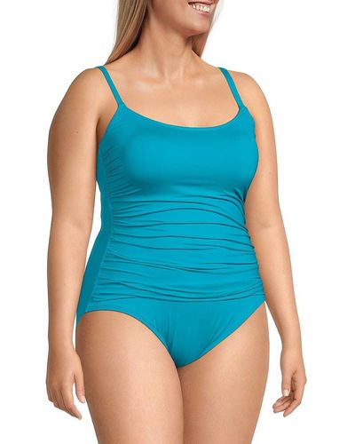 La Blanca Plus Ruched One Piece Swimsuit - Blue