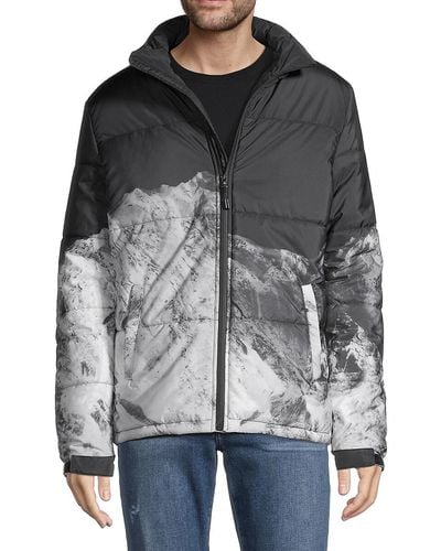 American Stitch Snow Abstract Puffer Jacket - White