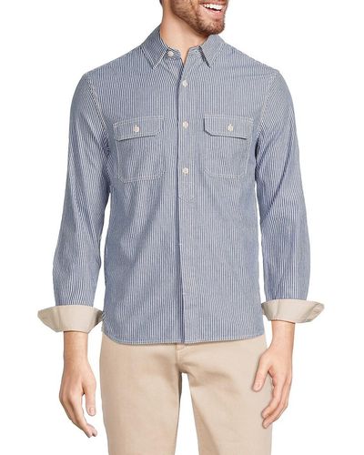 Alex Mill Striped Long Sleeve Work Shirt - Blue