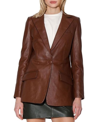 Walter Baker Mia Tailored Fit Leather Jacket - Brown
