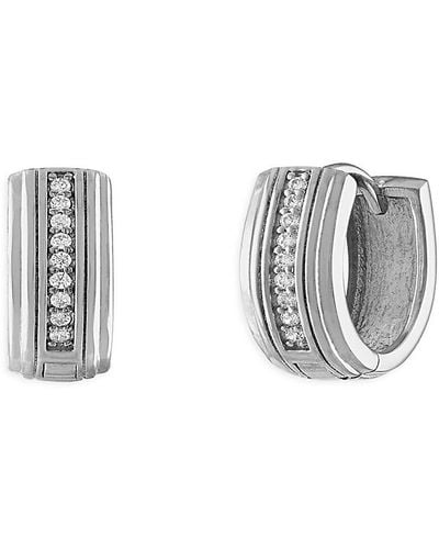 Esquire Sterling Silver & 0.1 Tcw Diamond Huggie Earrings - Metallic